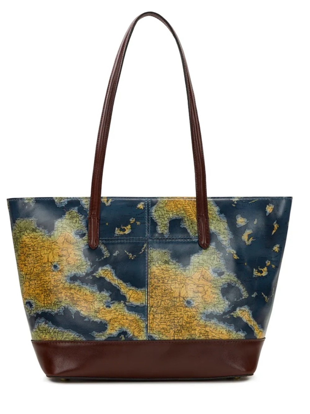 Patricia Nash Verzi Large Leather Tote, featuring vintage Greek map